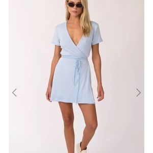 Skatie Light Blue Wrap Midi Dress